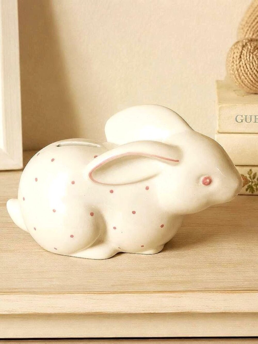 Tiffany & Co. Pink Polka Dot Bunny Bank – Hand painted Italian Ceramic Coin Bank